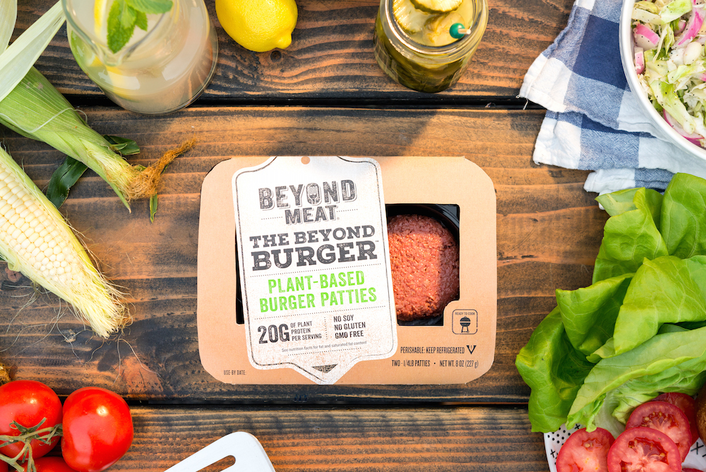 The Beyond Burger patties are made from beetroot juice, coconut oil and pea protein