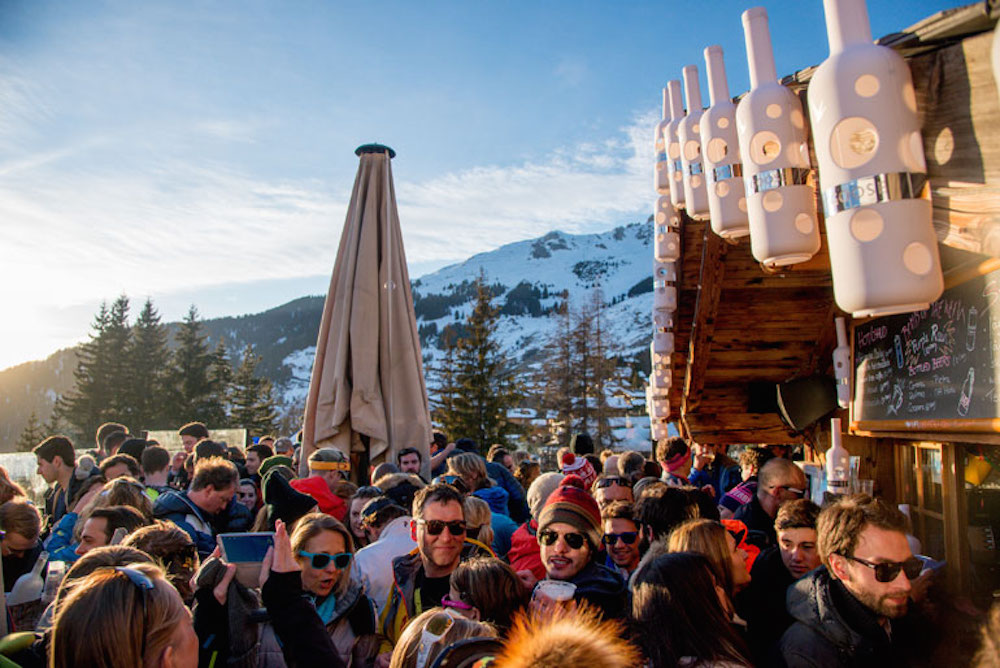 An Aprés ski party on Verbier's slopes