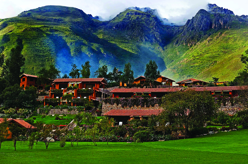 The Belmond Hotel Rio Sagrado features sprawling gardens and resident baby alpacas