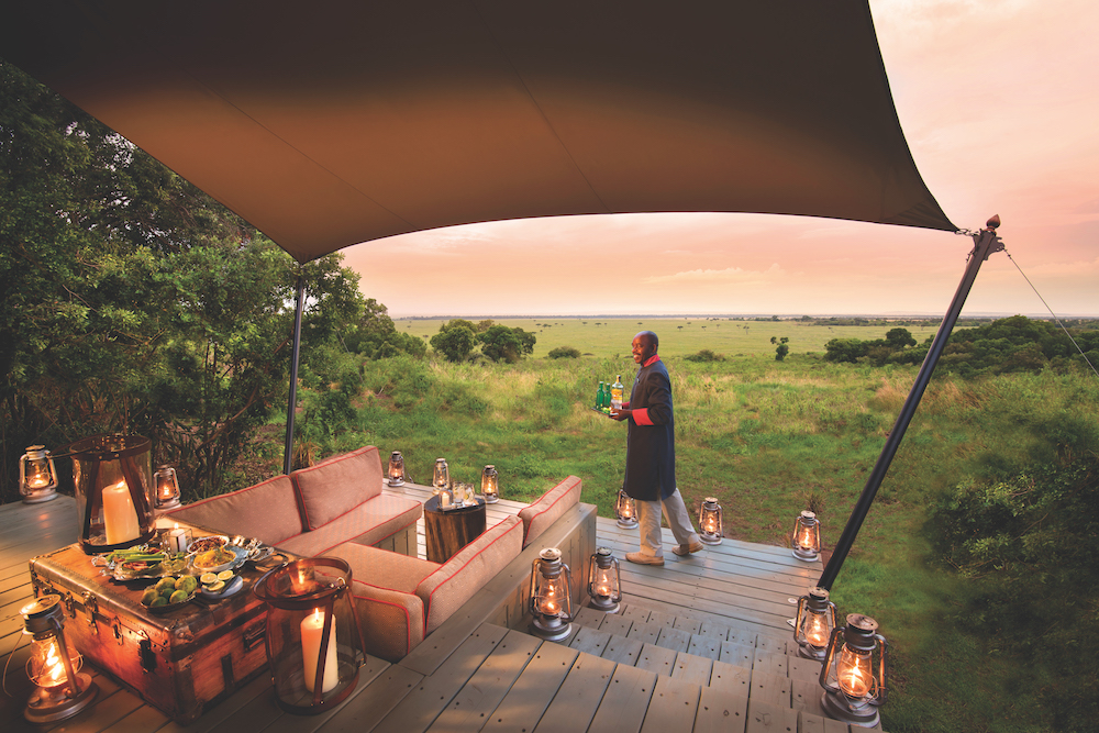 A stay at AndBeyond Bateleur Camp in Kenya involves game drives and bush walks with captivating access to endangered species roaming the wilderness