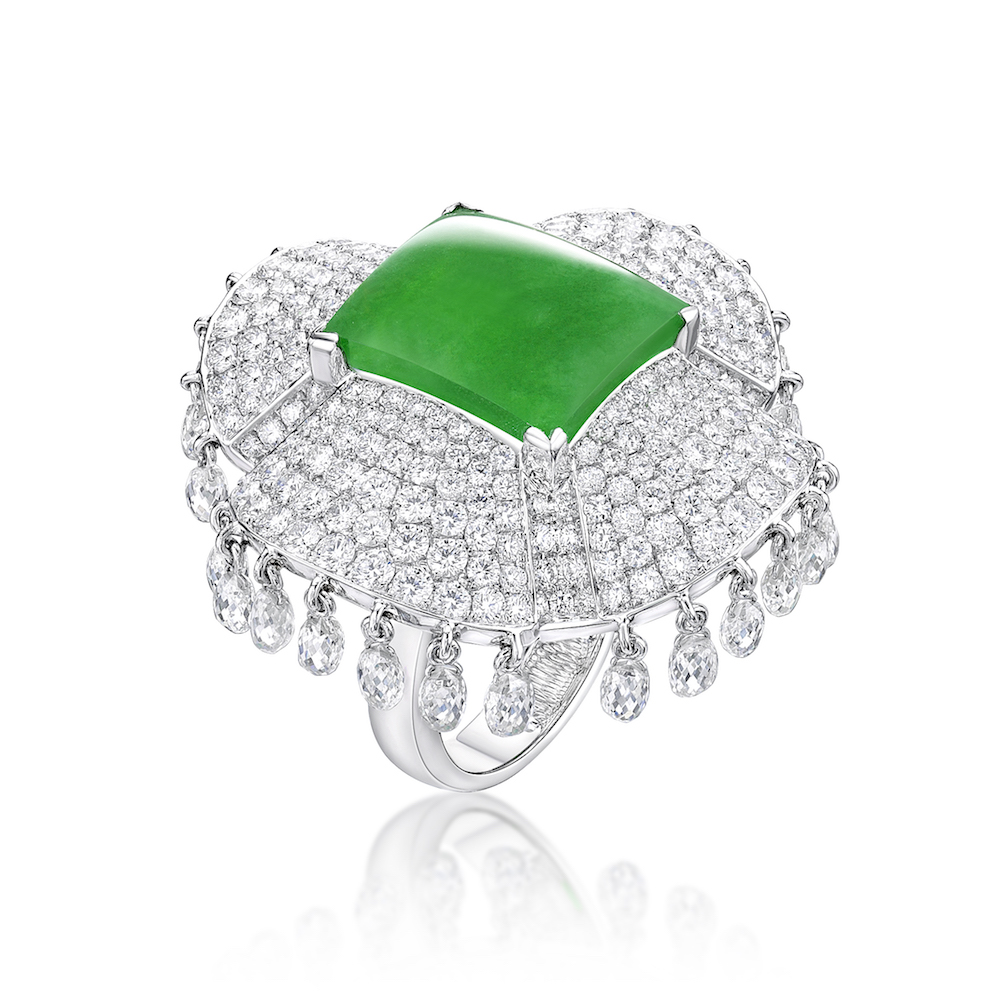 A classic ring encrusted with diamonds