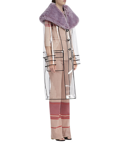 Miu Miu's PVC coat with eco-shearling
