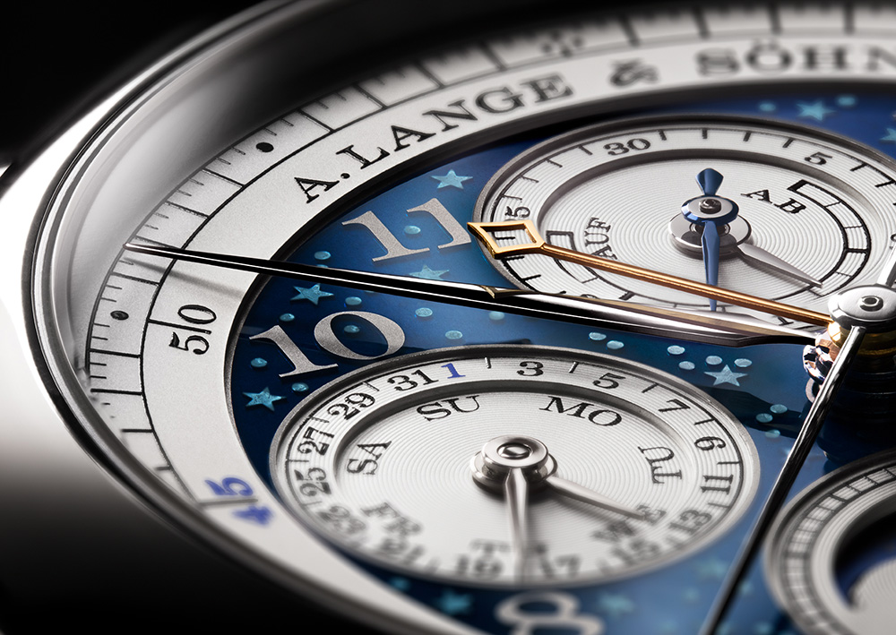 Close up of the 1815 Rattrapante Perpetual Calendar Handwerkskunst 