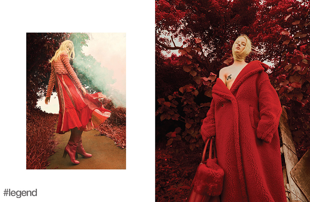 LEFT: outfit by Valentino; RIGHT: outfit and bag by Max Mara