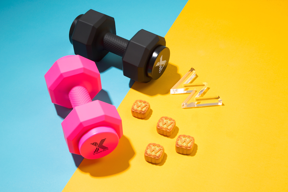 The limited X edition mooncake in hardcore dumbbells packaging