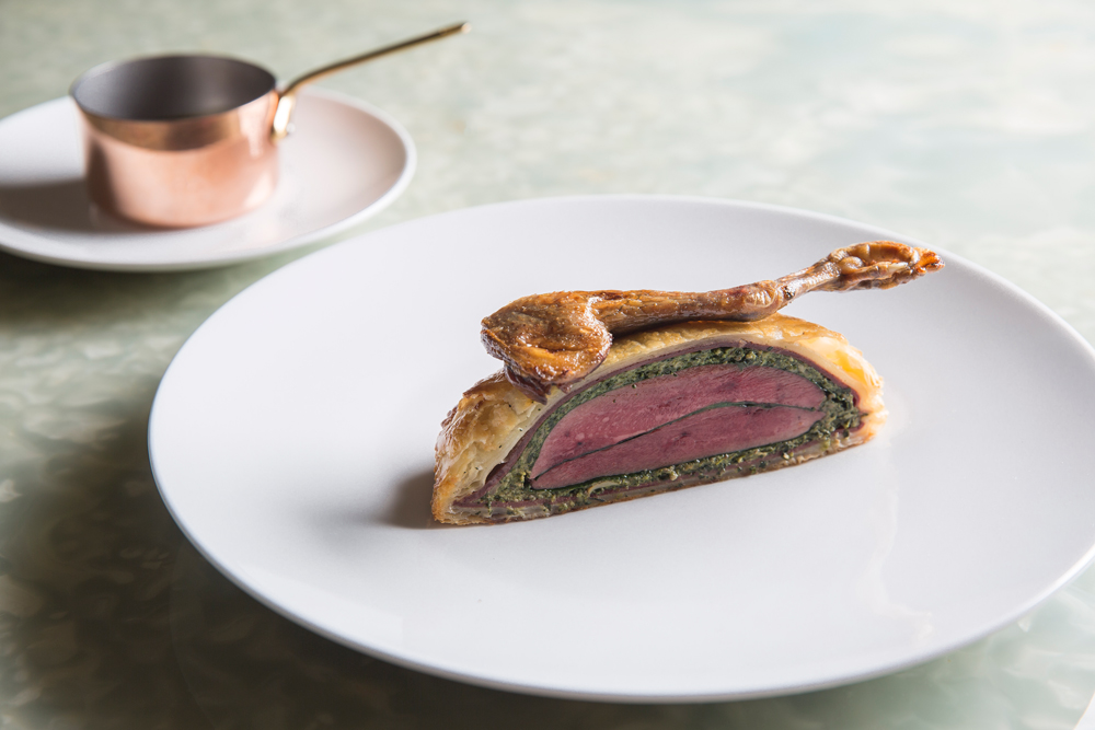 Chef Daniel Calvert's impressive pigeon pithivier, stuffed with winter truffle