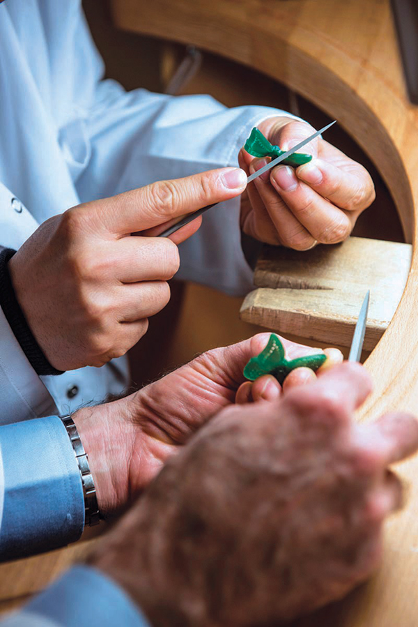 Shaping a wax butterfly jewellery model