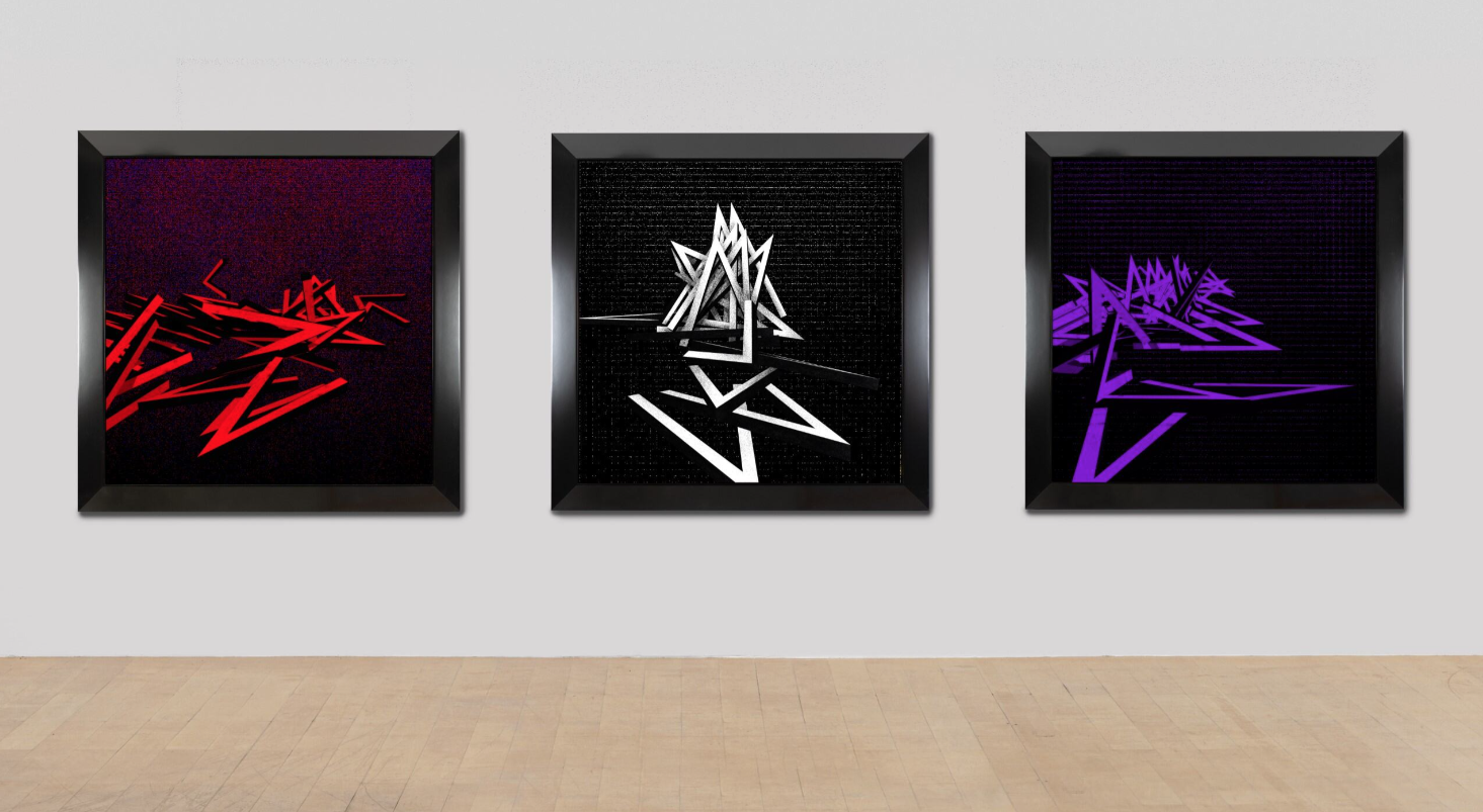 Rendering of Venet’s Generative Angles Paintings.