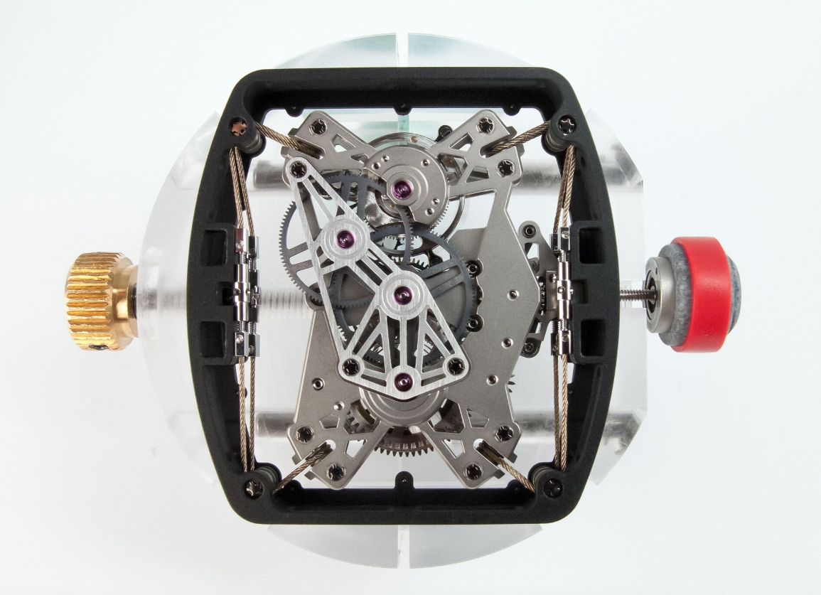 The RM 27-01 and close-up of its movement; .