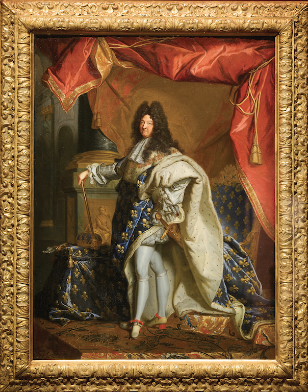 Hyacinthe Rigaud’s Louis XIV in Coronation Mantle, 1701-1712, highlights the Sun King’s image as a supremely powerful ruler.