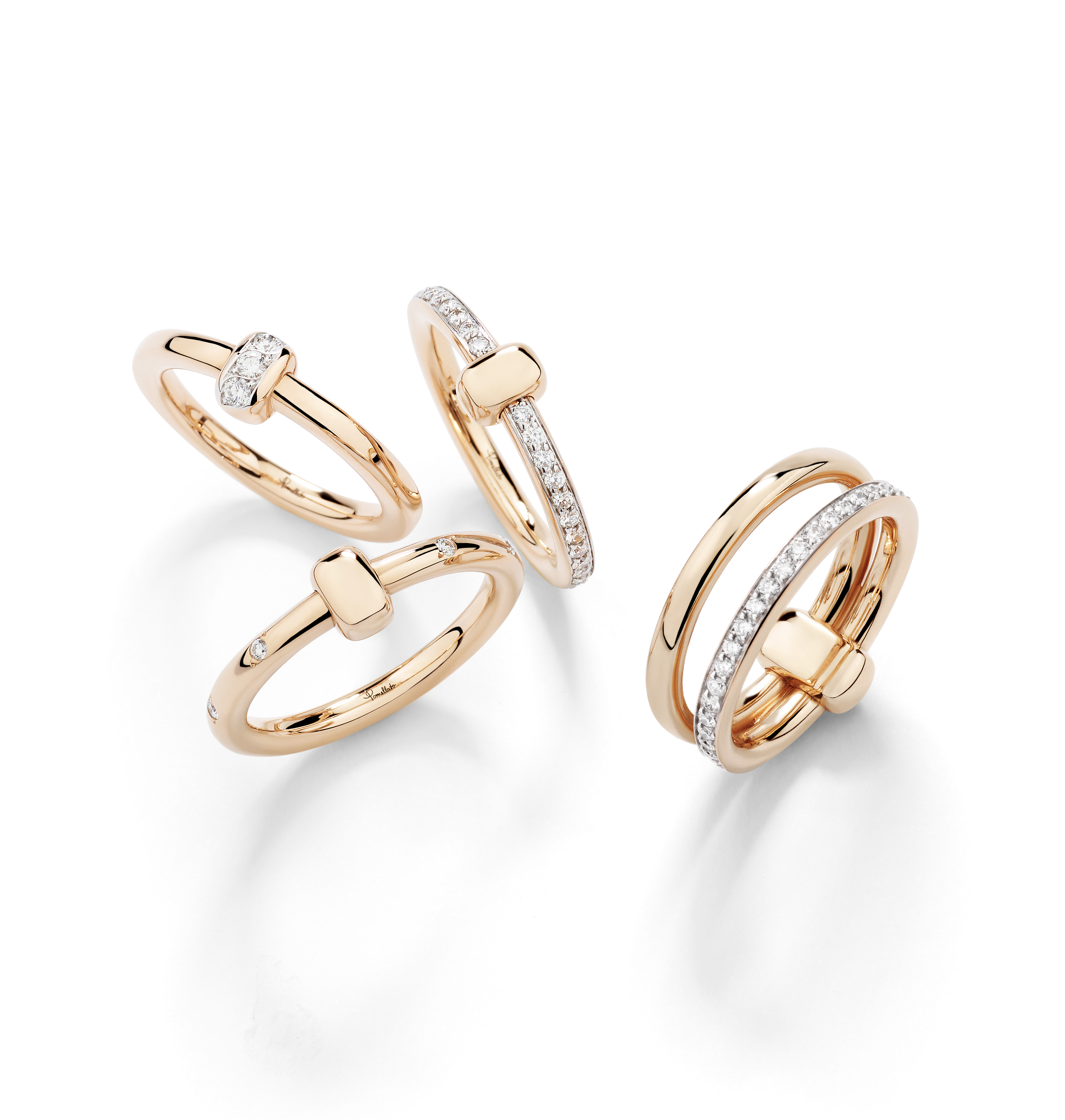 Together rings in rose gold with diamonds _ Pomellato