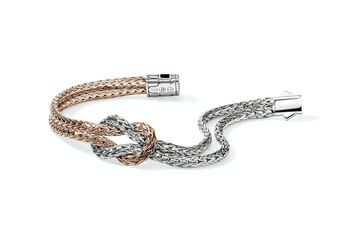 Love Knot double-row bracelet in 14K rose gold and silver _ John Hardy