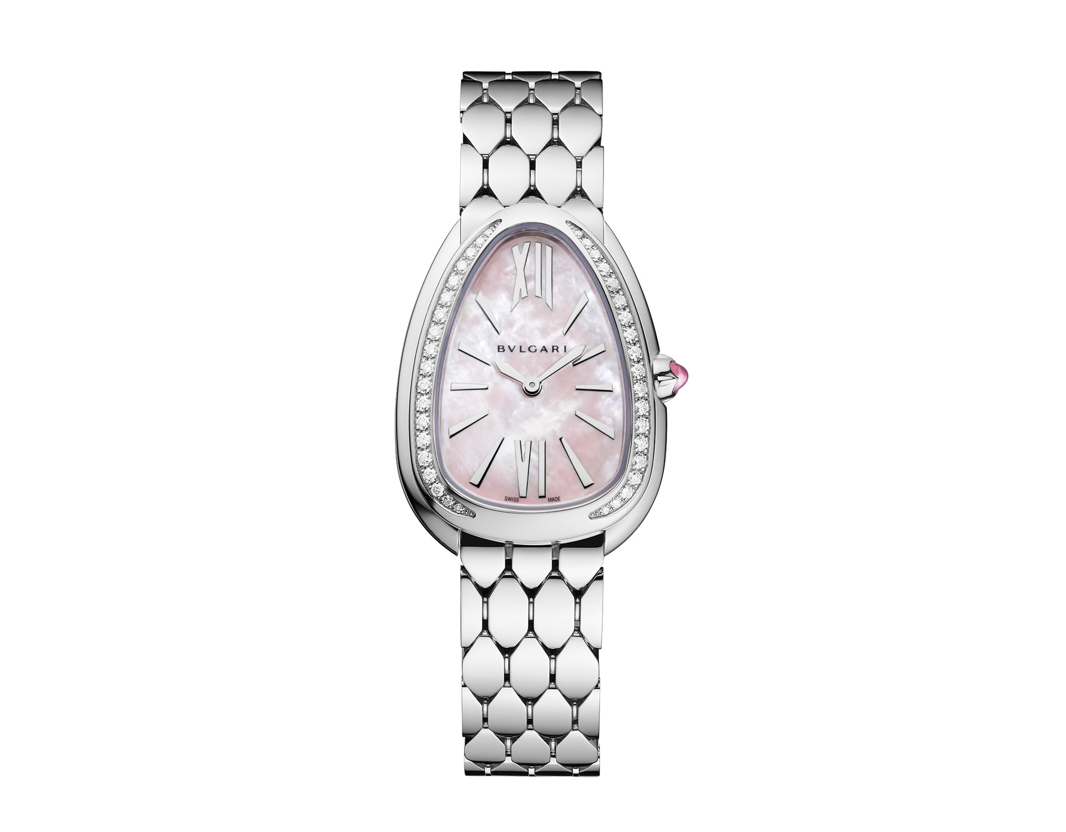 Serpenti Seduttori with pink mother-of-pearl and diamonds _ Bvlgari