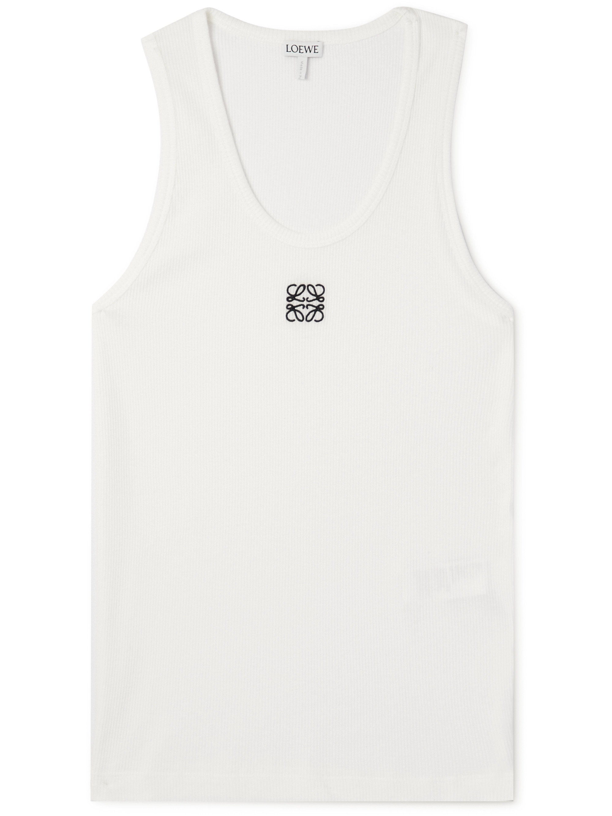 Logo-embroidered ribbed stretch cotton tank top _ Loewe from Mr Porter