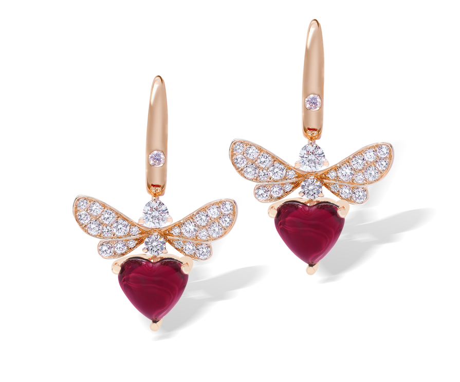 Bee Mine earrings with rhodolites and diamonds _ Stenzhorn from Masterpiece by King Fook