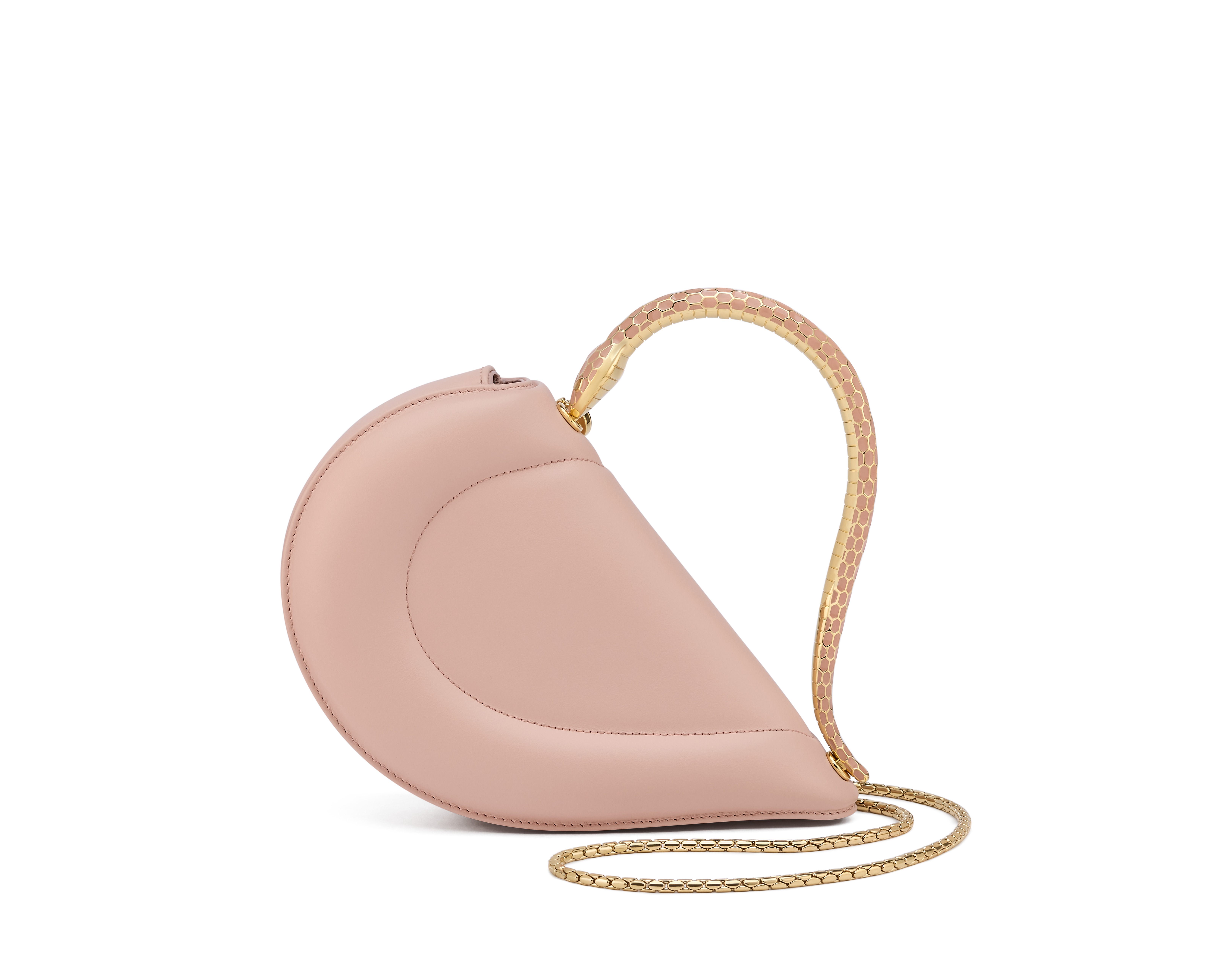 Serpenti Cuore 1968 top handle bag in star rose pink calf leather _ Bvlgari 