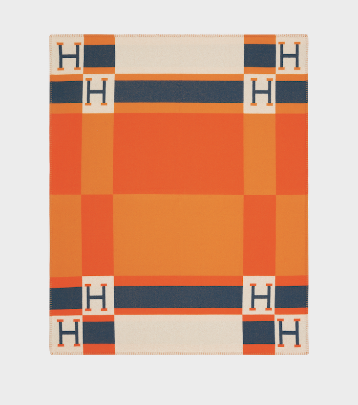 Avalon bayadère jacquard blanket _ Hermès