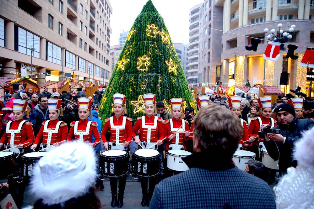 Performers at Yerevan Christmas market