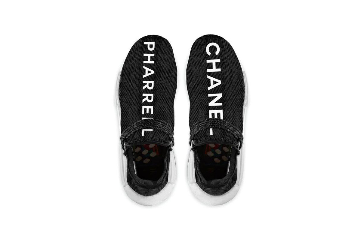 Pharrell's Chanel Adidas NMDs feature the words 