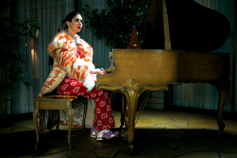 Caroline Polachek, a musician who worked on Beyoncé’s No Angel, hosts the decadent merriment of the film  set in the confines of a bunker in Las Vegas (Photo by Brigitte Lacombe)