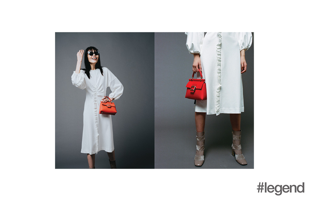 Dress by Tibi at NET-A-PORTER, bag by Roger Vivier, sunglasses by Prism by Tina Leung at On Pedder and shoes by Roger Vivier