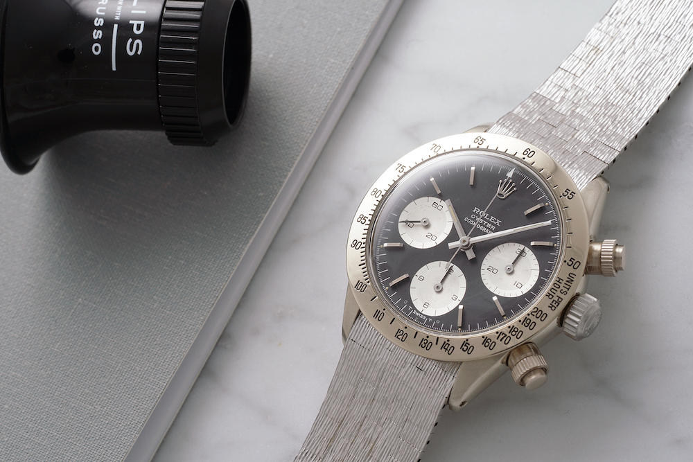 An extremely rare vintage white gold Rolex Cosmograph Daytona “The Unicorn” (reference 6265)