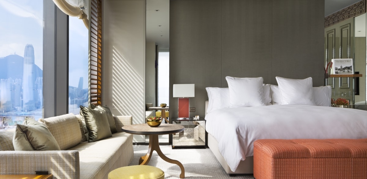 A guest room at the soon-to-be-open Rosewood Hong Kong