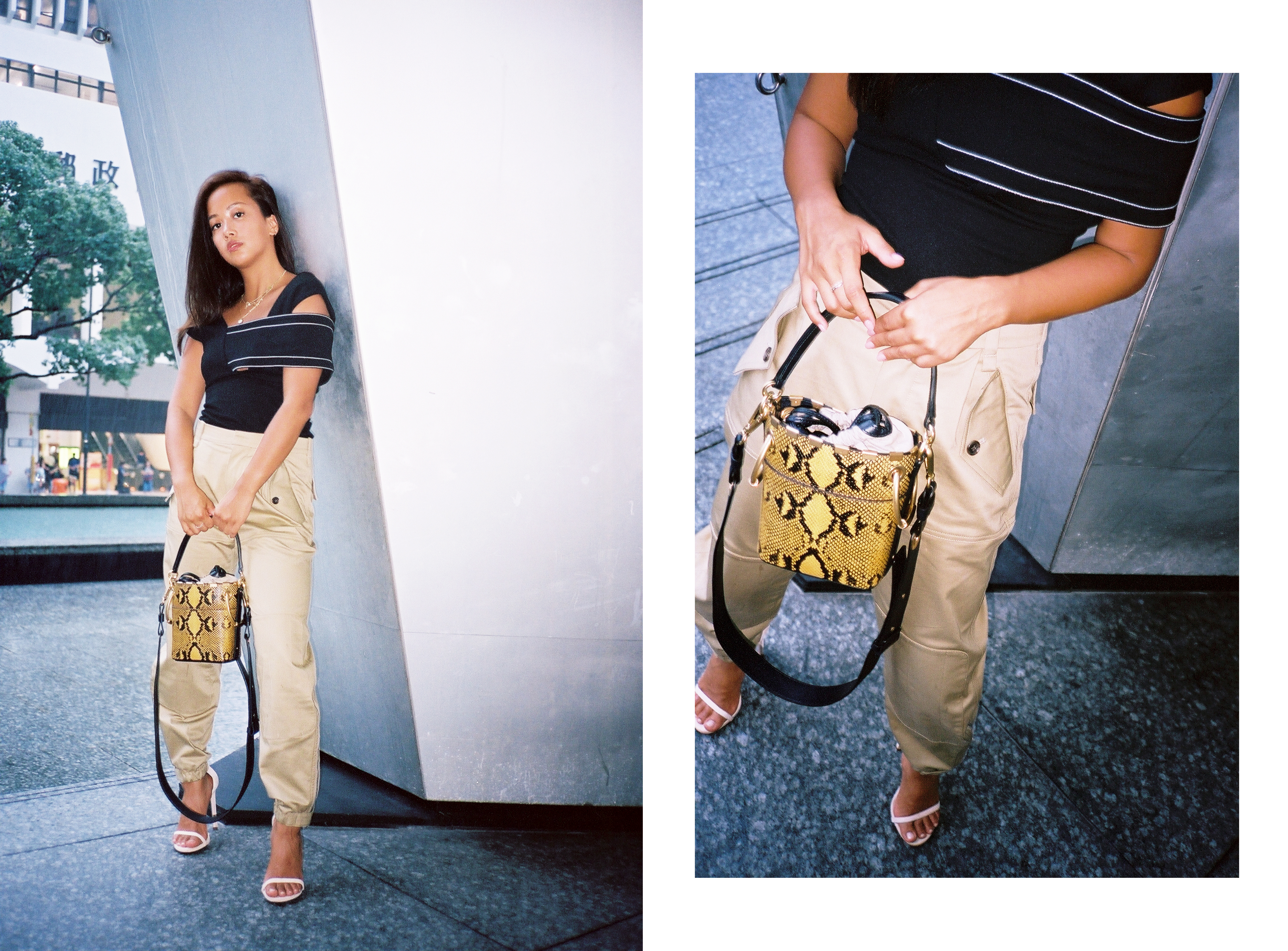 Chloe wears a Rosetta Getty top and Chloé pants via Lane Crawford, shoes by Stuart Weitzman