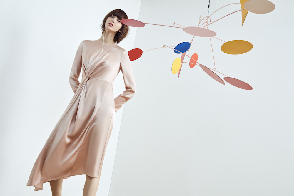 A dusty rose silk dress in Anagram's spring collection, inspired by the colour of a sunrise 