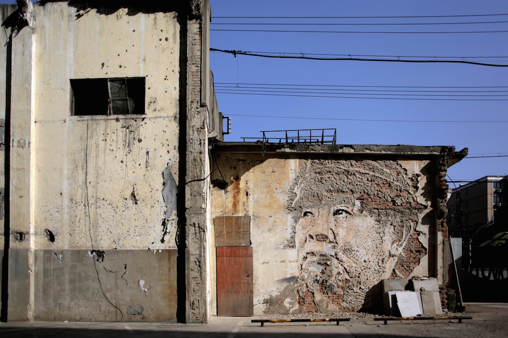 Untitled mural in Shanghai, 2012, by Vhils (Courtesy of the artist)