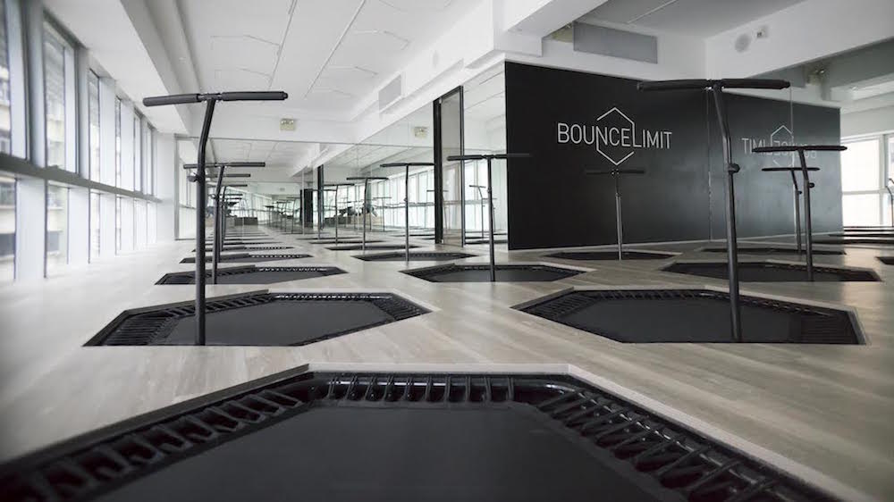 BounceLimit features 28 mini-trampolines for various types of workout
