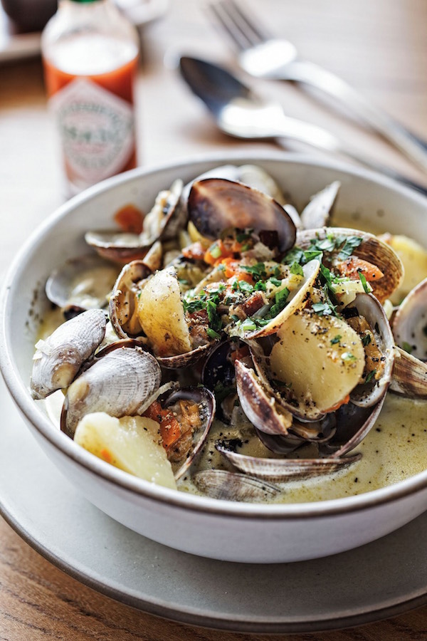 The utterly divine clam chowder at Hog Island