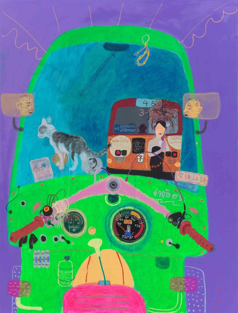 Wang Yuping, Tuk Tuk 4, acrylic and oil pastel on canvas, 2018 (credit: Artsy)