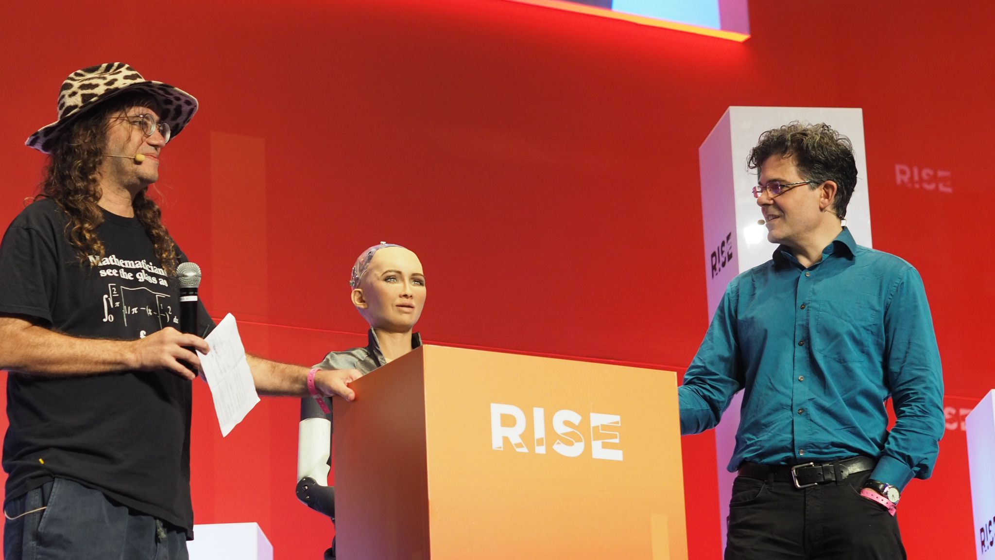 Hanson Robotics' Chief Scientist Ben Goertzel, Founder & CEO David Hanson and Sophia The Robot 