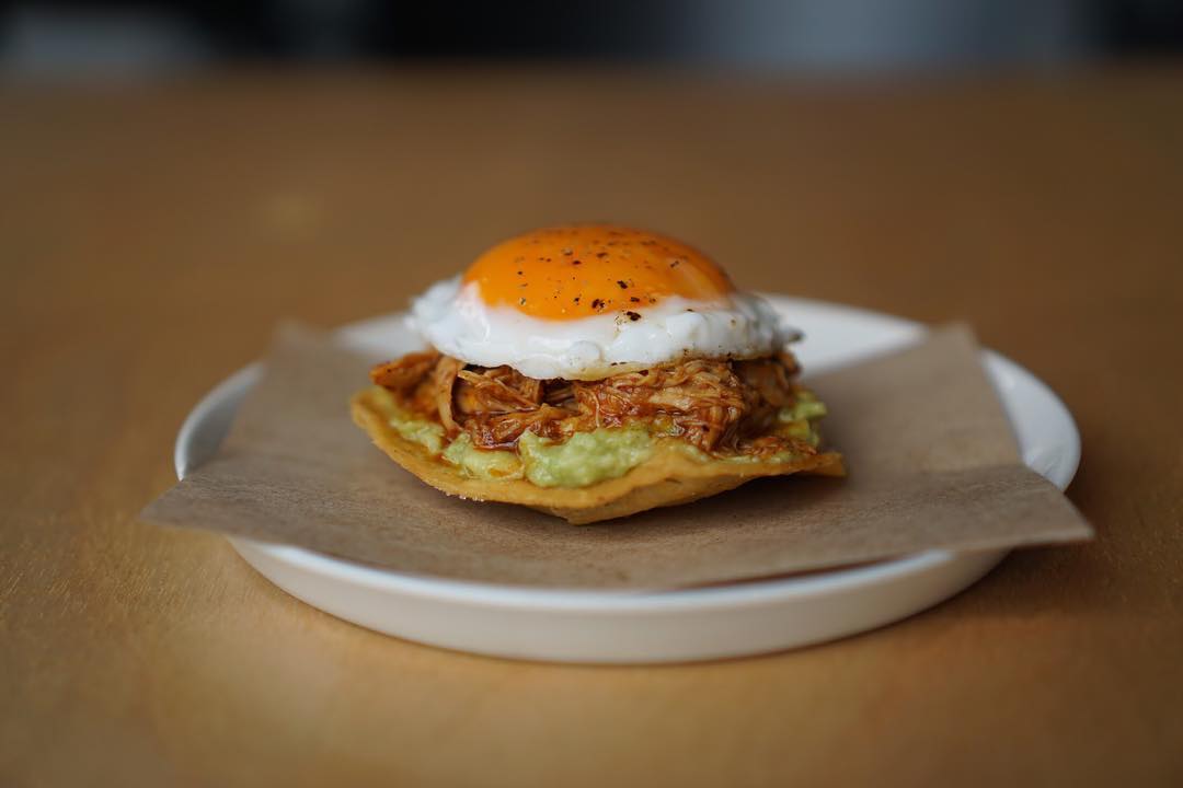 Chino's chicken and egg tostada