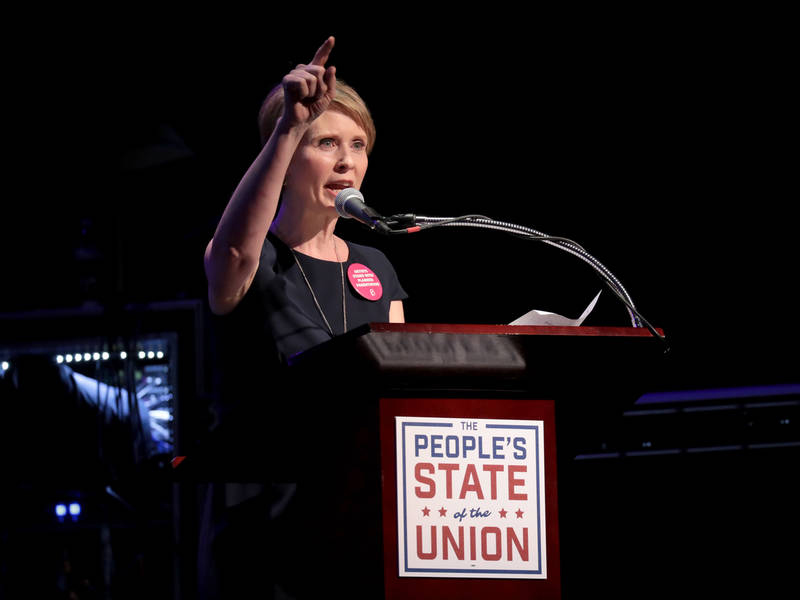 Actress Cynthia Nixon has spoken at many public events in recent years supporting many political causes. 