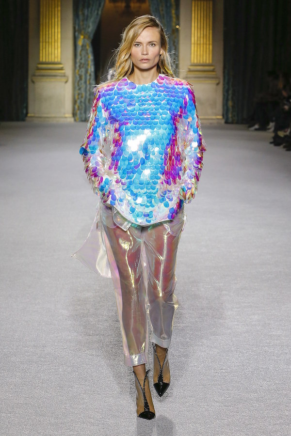 A Balmain KiraKira-inspired outfit at FW18 Paris Fashion Week (photo: Vogue Runway)