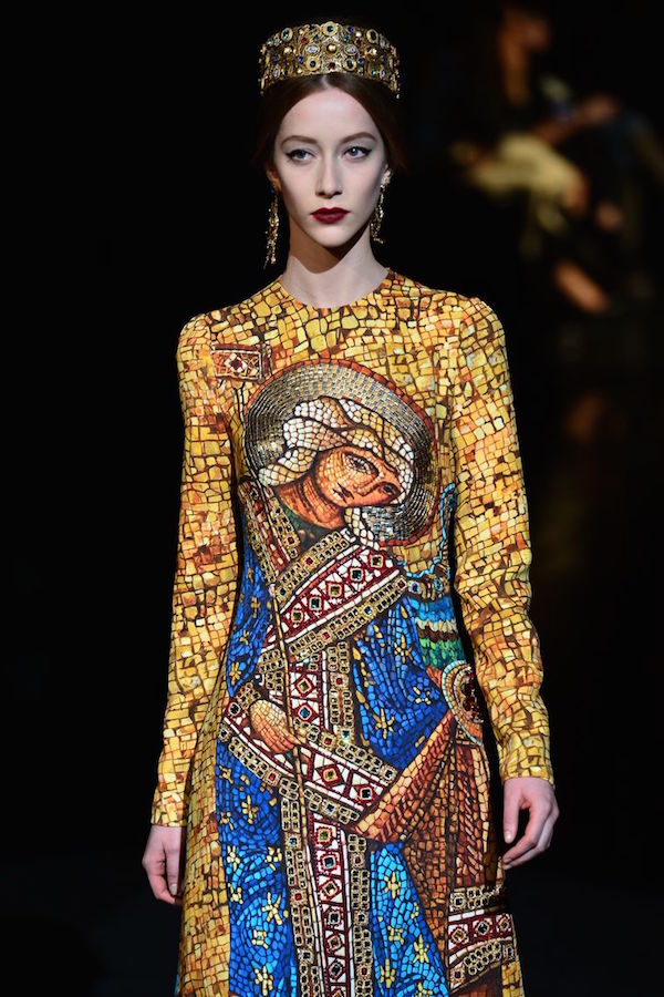 An outfit from Dolce & Gabbana's 2013 Catholic-inspired collection 