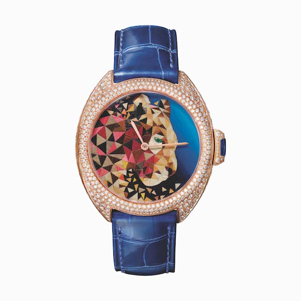 Clé de Cartier straw marquetry watch