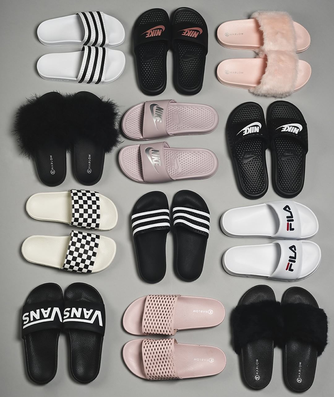 nike slides on feet