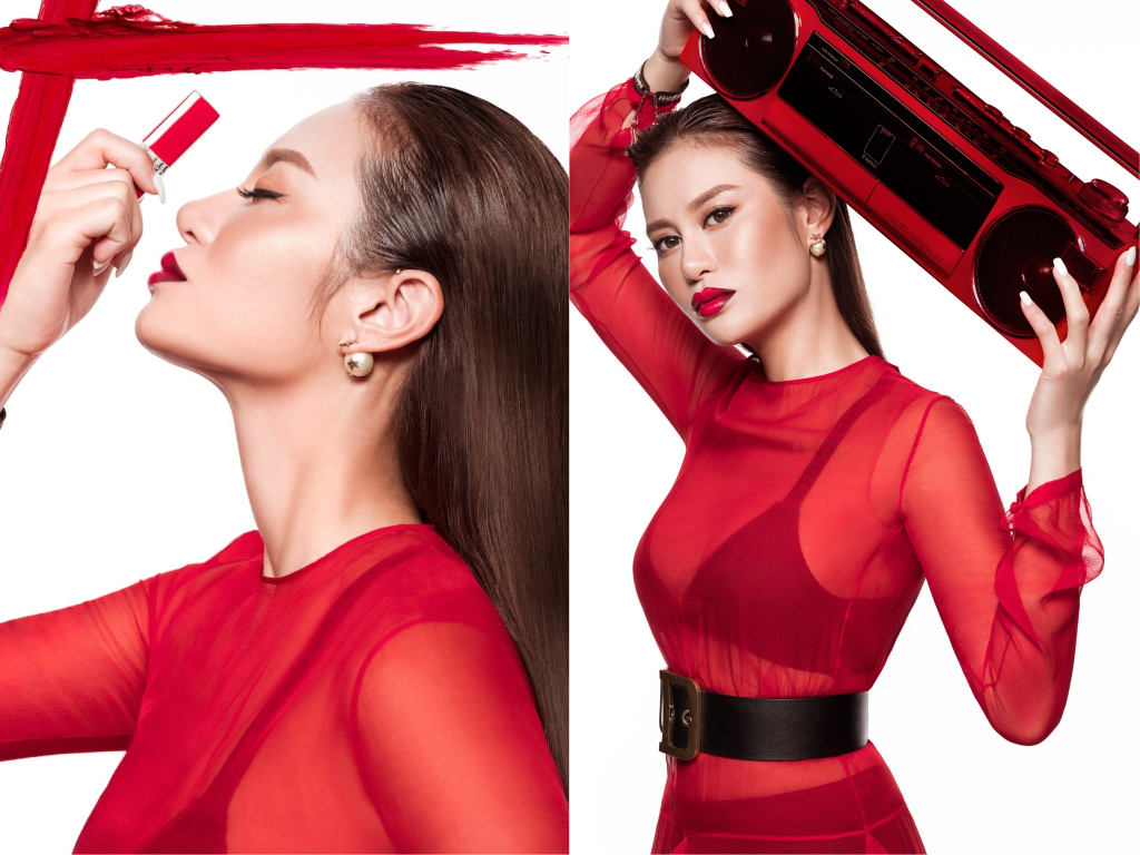  Elly wearing Rouge Dior Ultra Rouge #851 Ultra Rouge and #111 Ultra Night 47