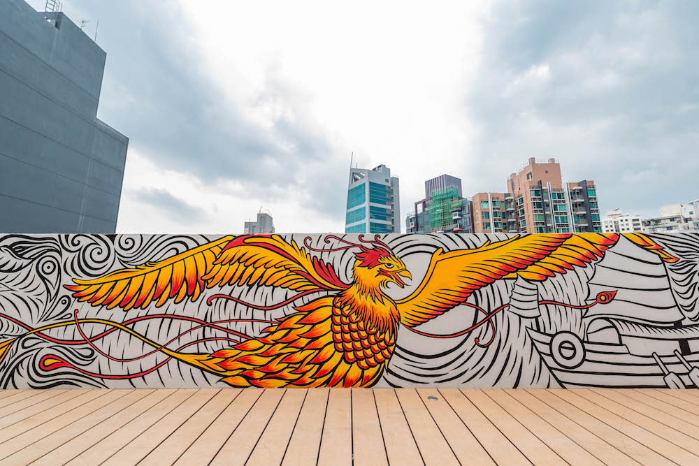 Tsui's rooftop mural at The Mercury (photo: curtesy of the artist)