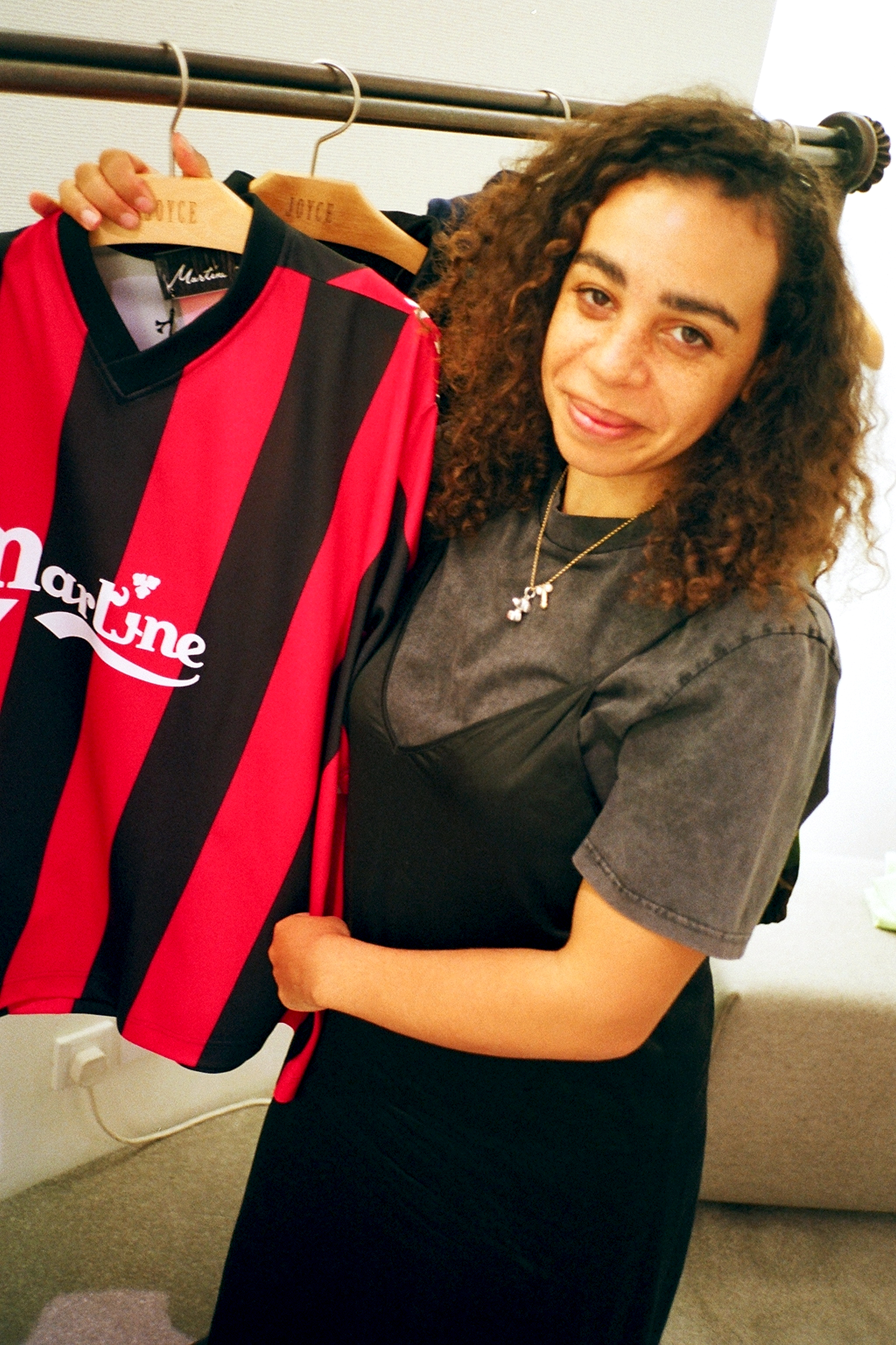 Martine Rose FW18 Black and Red Twist Football Tee