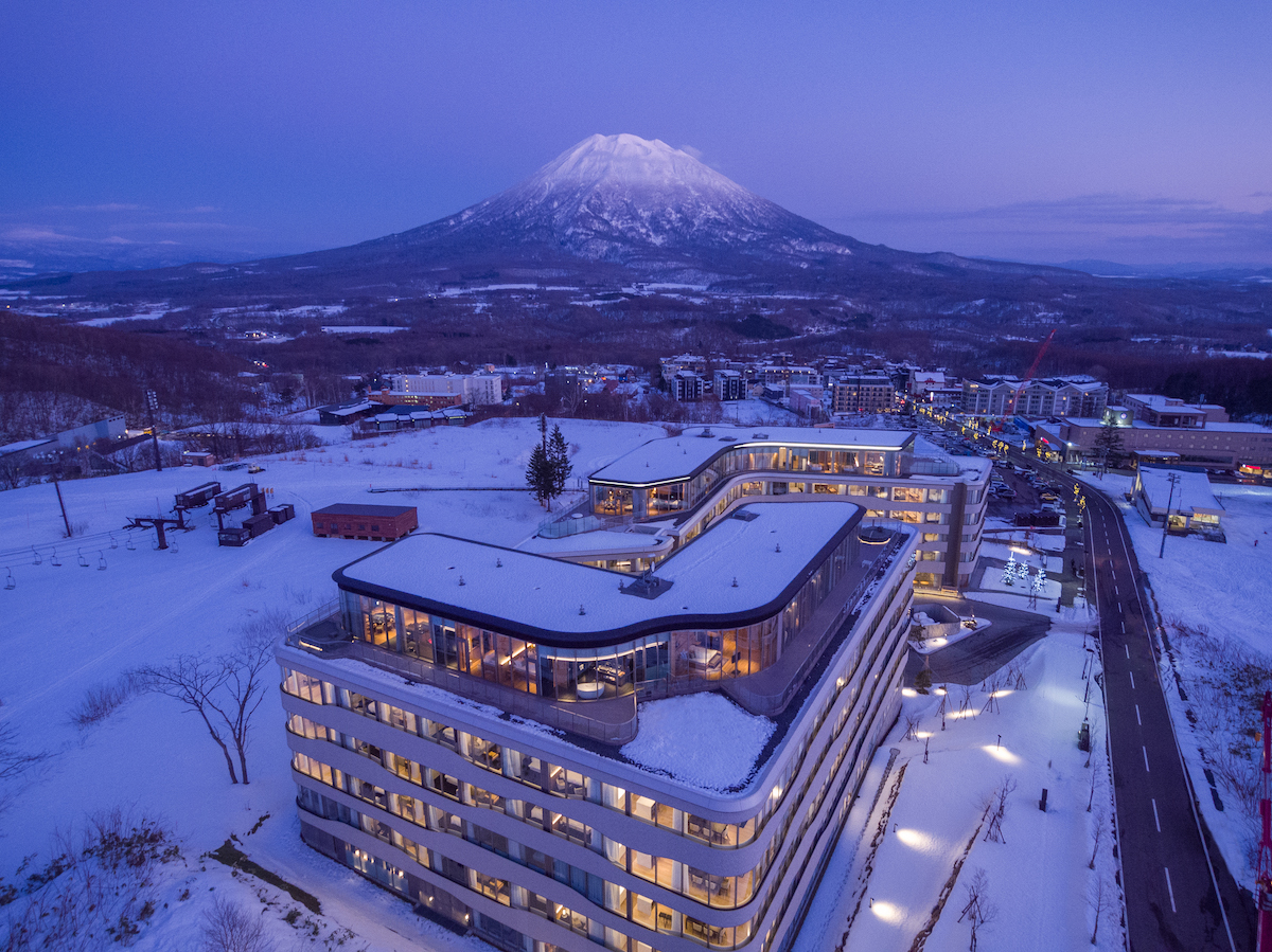 View of Mount Yotei in Niseko on a clear evening