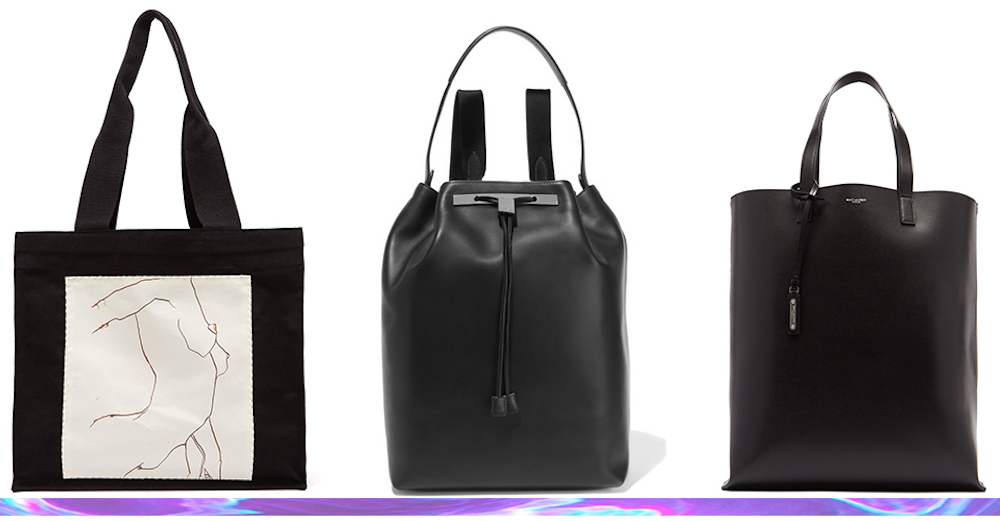 Hillier Bartley Luella Sketch tote, The Row backpack, and Saint Laurent's cabas tote 