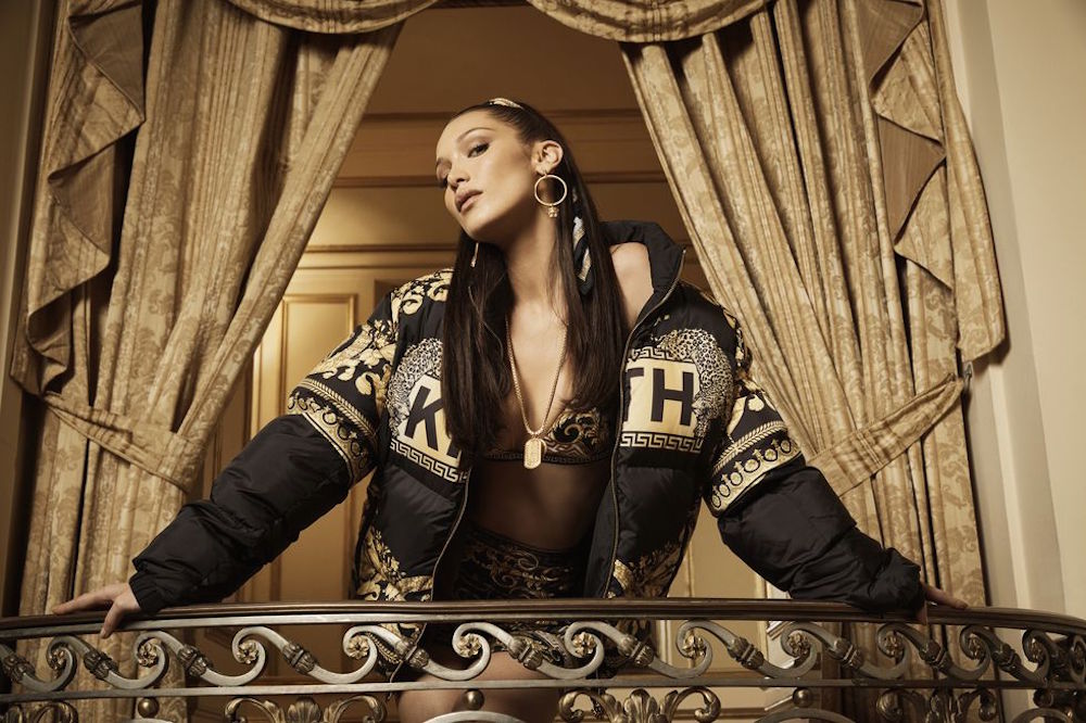 Bella Hadid wears the black and gold 