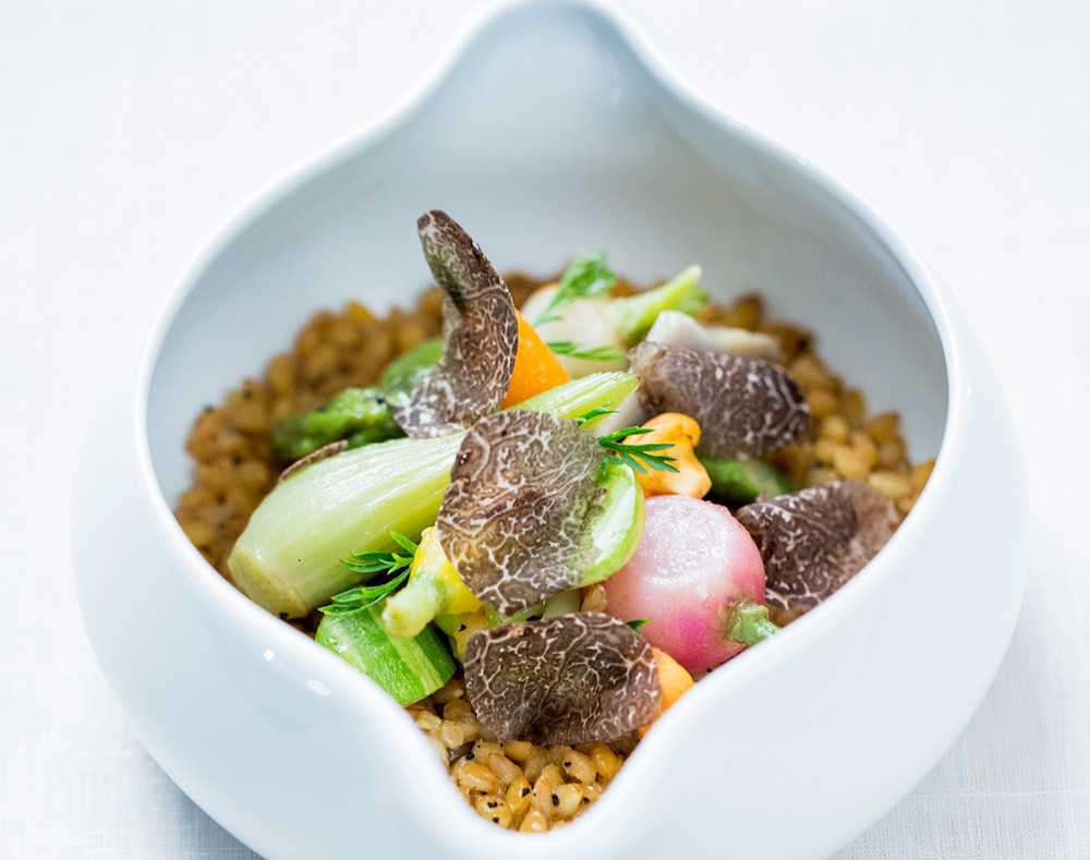 Spelt and Seasonal Vegetables with Truffles at Alain Ducasse at Morpheus