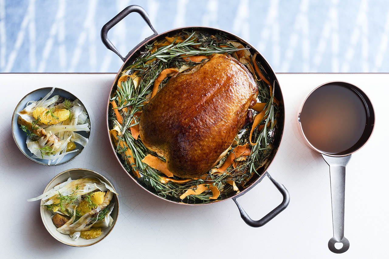 French duck from Dombes with orange, served two ways at Voyages 