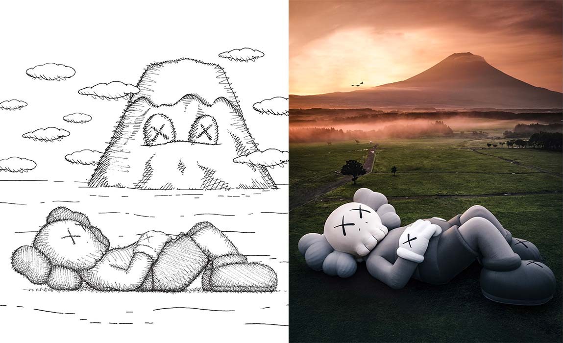 The Kaws sketch of Kaws: Holiday at Mount Fuji comes to life