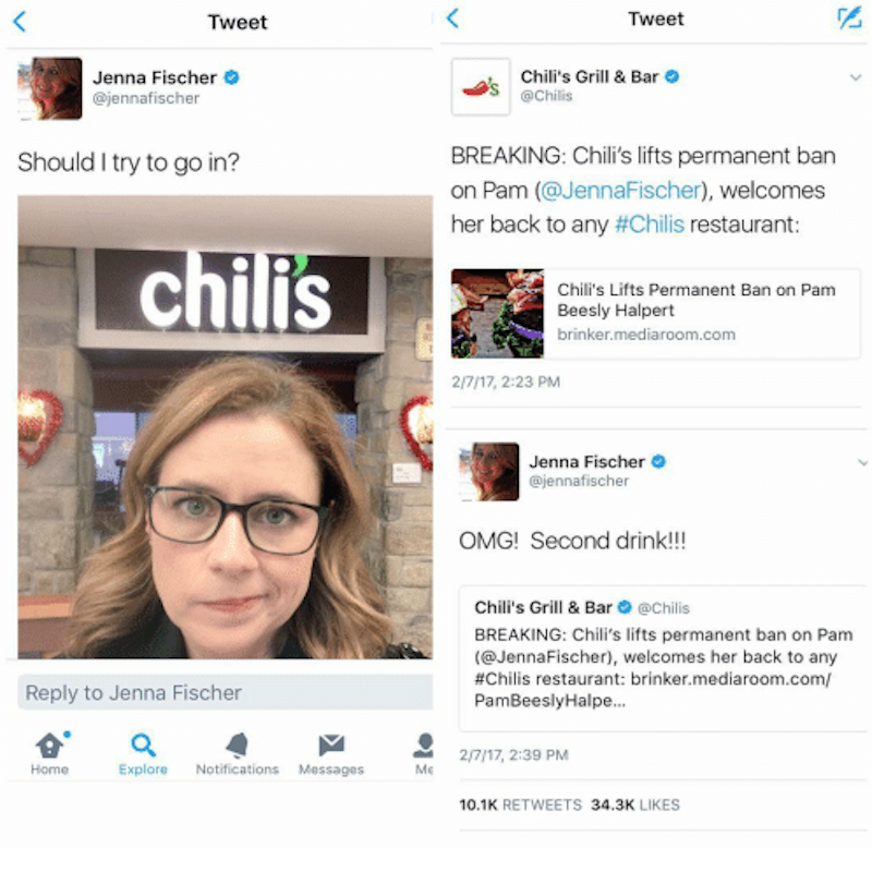 Chili's has finally gotten over the incident and has lifted the ban